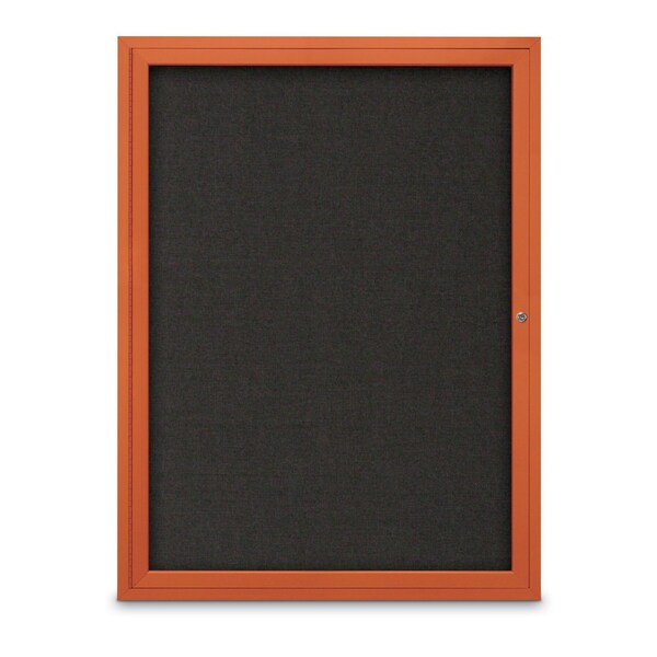 Slim Enclosed Corkboard, 18"x24", Bronze Alum Frame/Burgundy